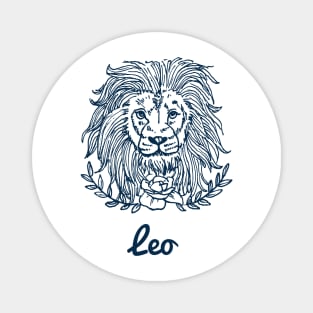 Leo Zodiac Horoscope Lion Faces with Flower Sign and Name Magnet